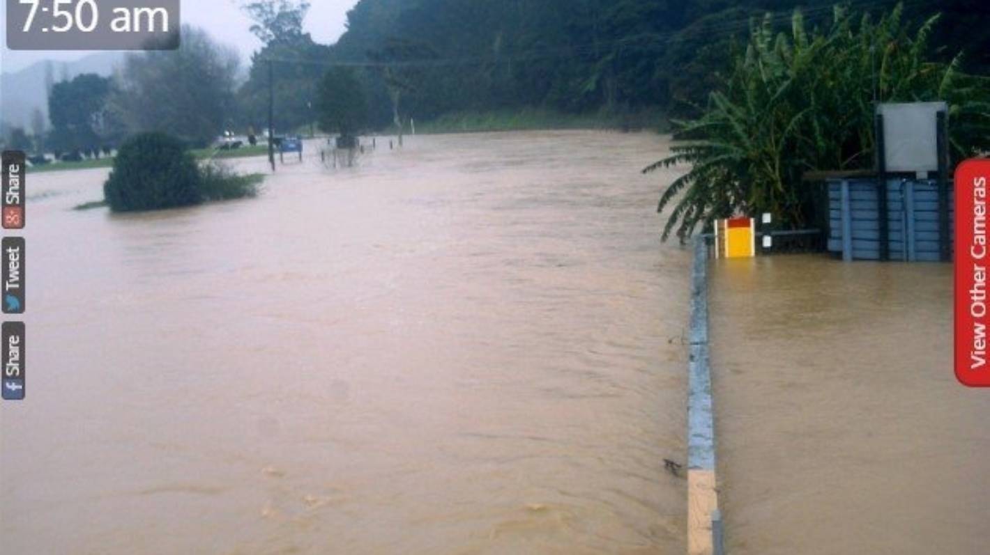 Northland downpour: Highway bridge flooded, more than 100mm of rainfall overnight