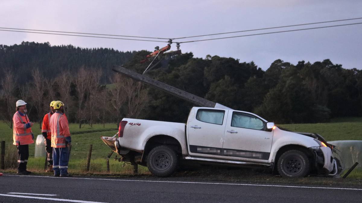 Homes left in the dark as ute demolishes Puketona power pole