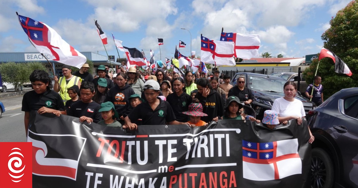 Nearly 400 march through Kaitāia to support Te Tiriti o Waitangi