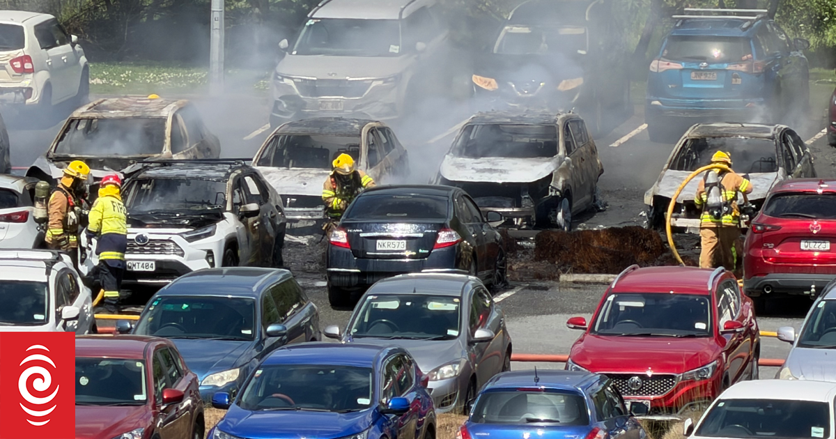 Watch: The moment a dramatic blaze ignites in Whangārei Hospital’s carpark